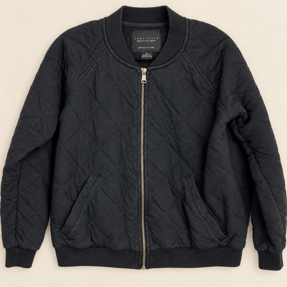 Sanctuary Quilted Bomber Jacket – Black – Size 1X